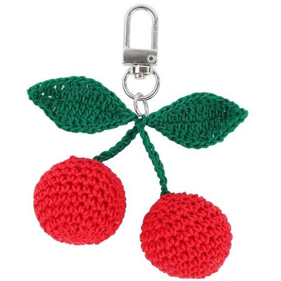 Strawberry Cherry keychain crochet cute small accessories - Picture 3 of 5